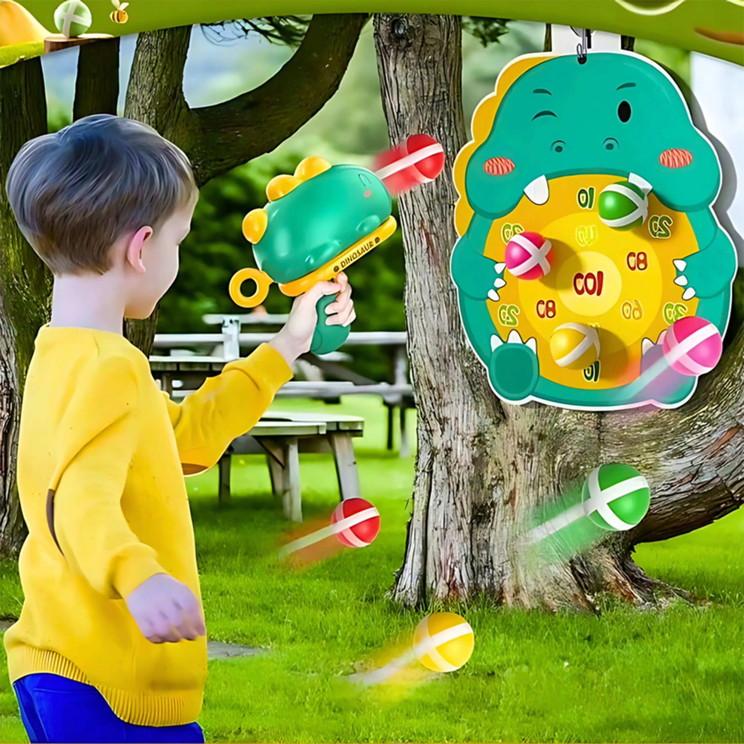 woopie puška s čičak lopticama i pločom - dinosaur - slika 10