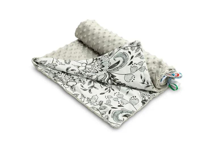 sensillo lagana minky deka 75x100cm crno-bijelo cvijeće - slika 5