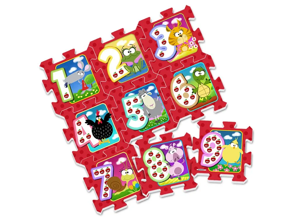 podloga od pjene puzzle 31x31cm životinje s brojevima - slika 3
