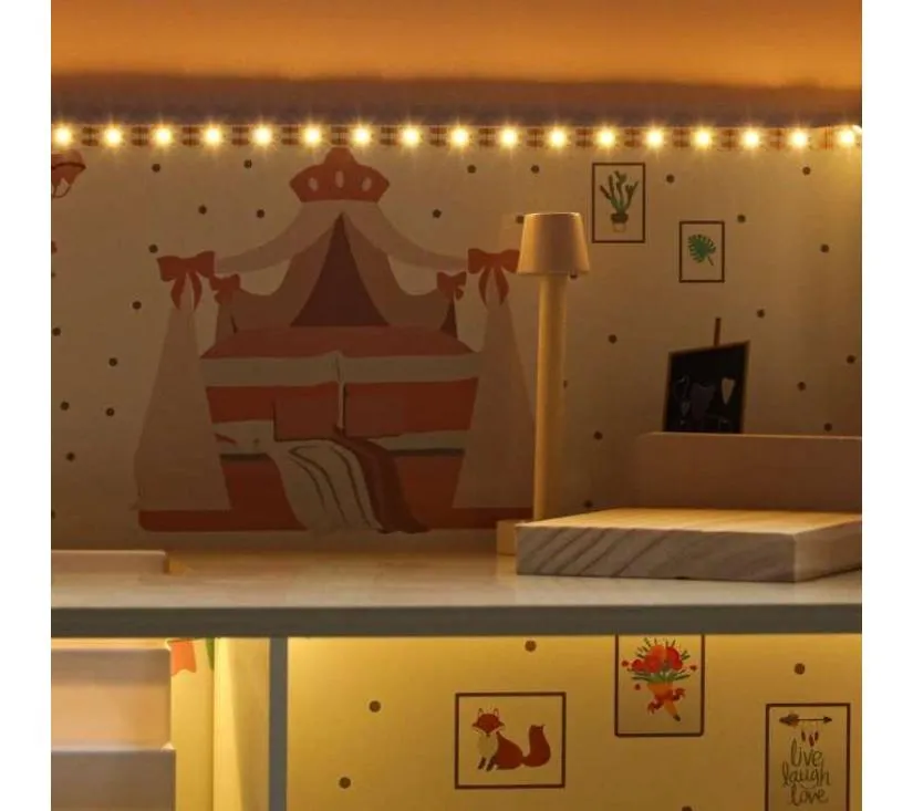 lulilo drvena kućica za lutke peonio 70cm led roza - slika 6