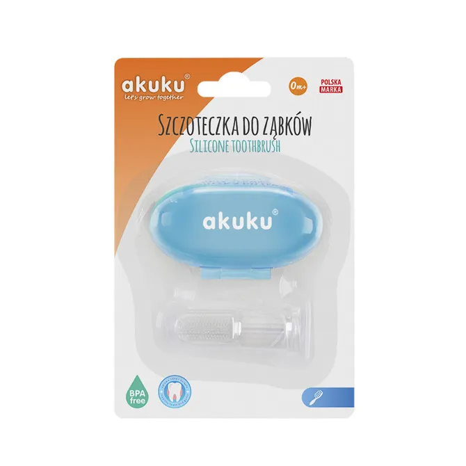 akuku a0265 silikonska četkica za prve zube plava - slika 3