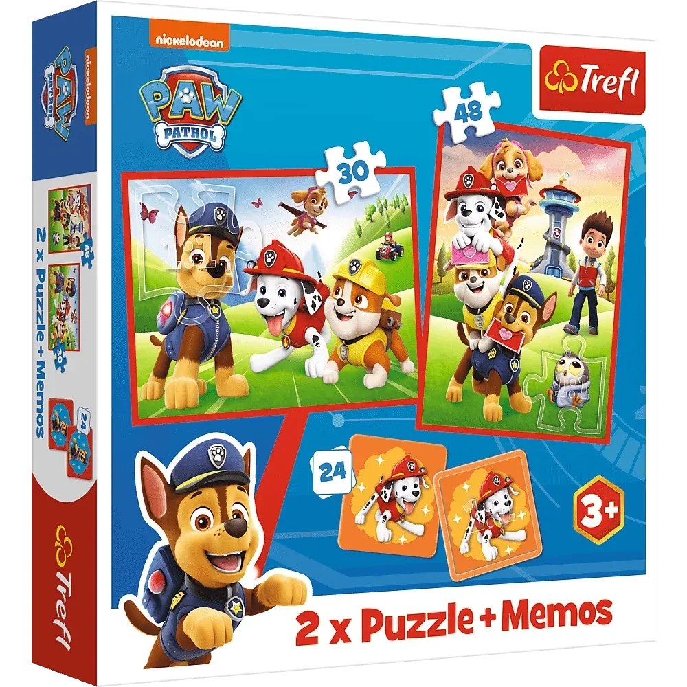 puzzle + memos 2u1 paw patrol dog team u akciji trefl 93337 - slika 2