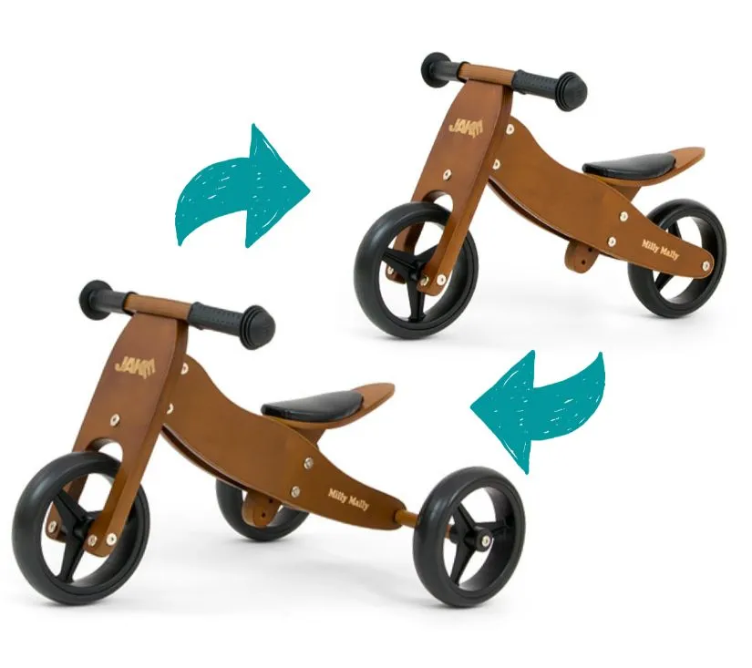 milly mally dječji bicikl bez pedala 2u1 jake smeđi - slika 4