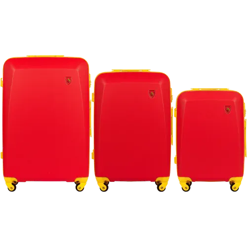 wings x jagiellonia set od tri kabinska kofera od abs materijala veličine s m l crveni - slika 2