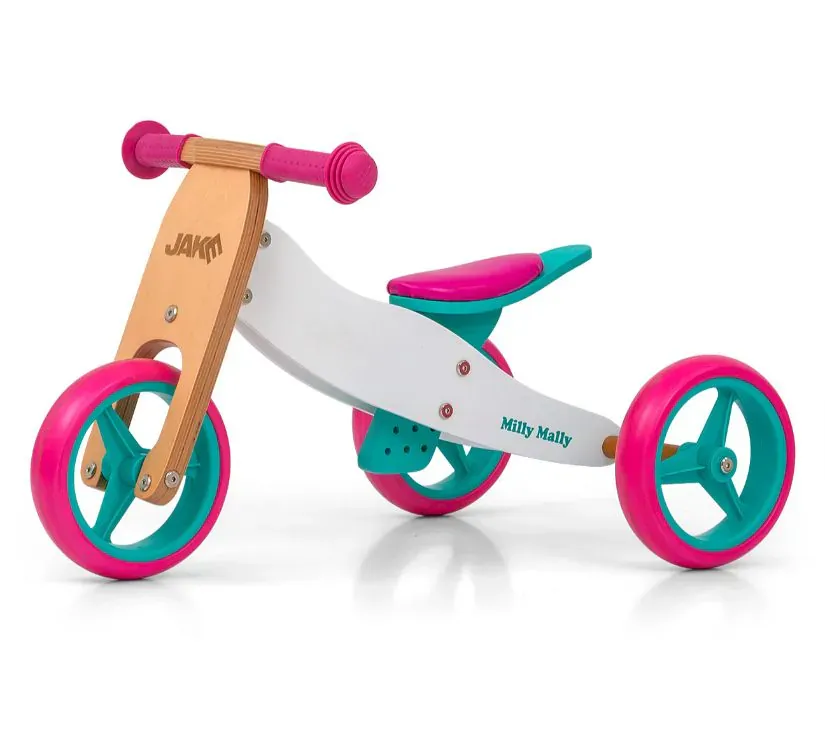 milly mally dječji bicikl bez pedala 2u1 jake classic rozi - slika 2