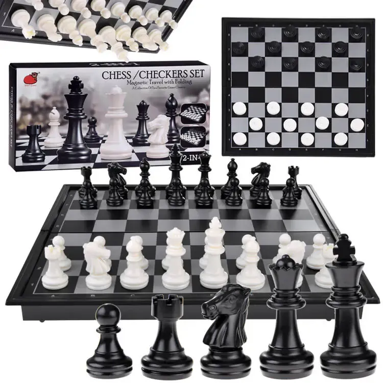 Magnetni set 2u1 šah/dame crno-bijeli - Pribislavec