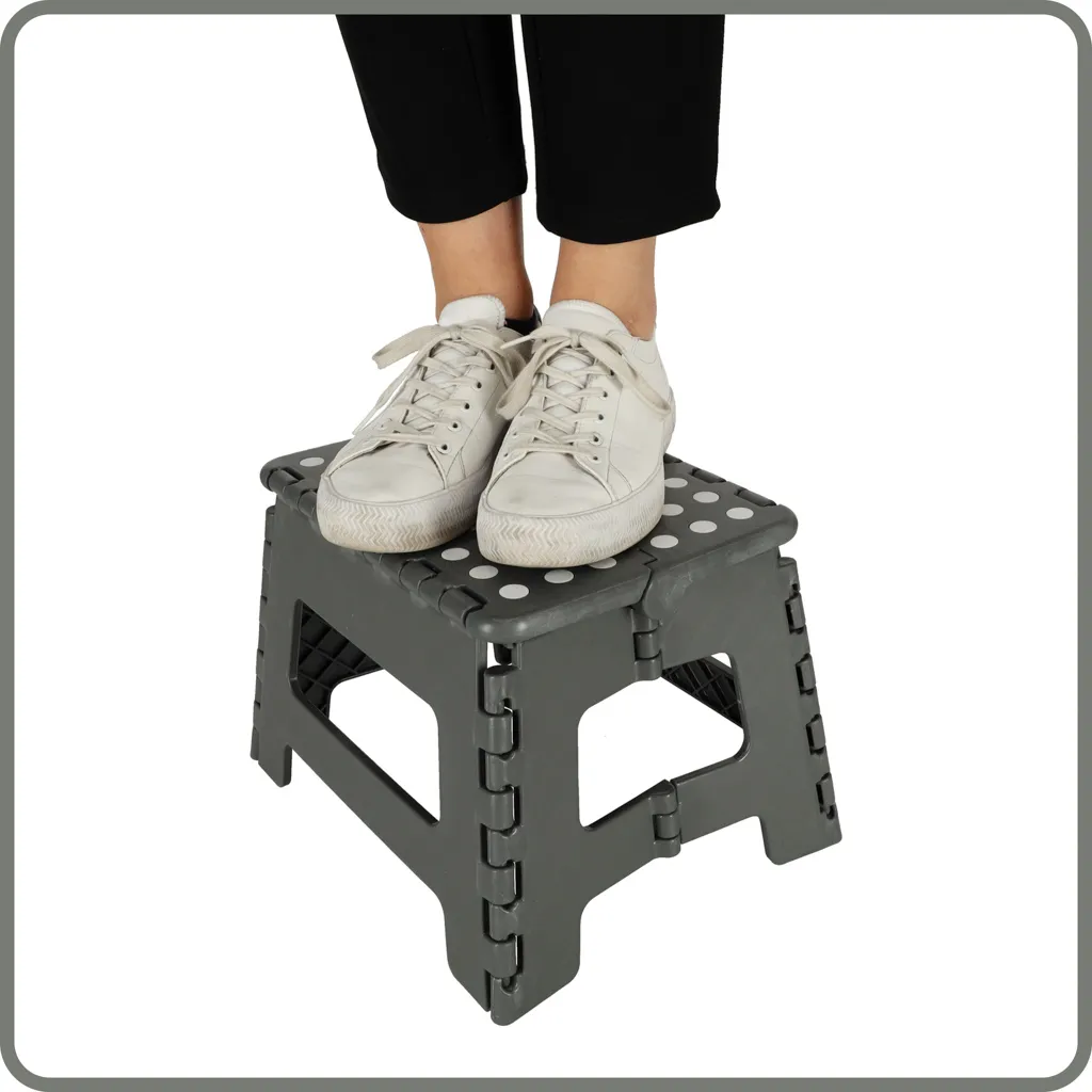 protuklizni sklopivi tabure 22cm tamno sivi - slika 6