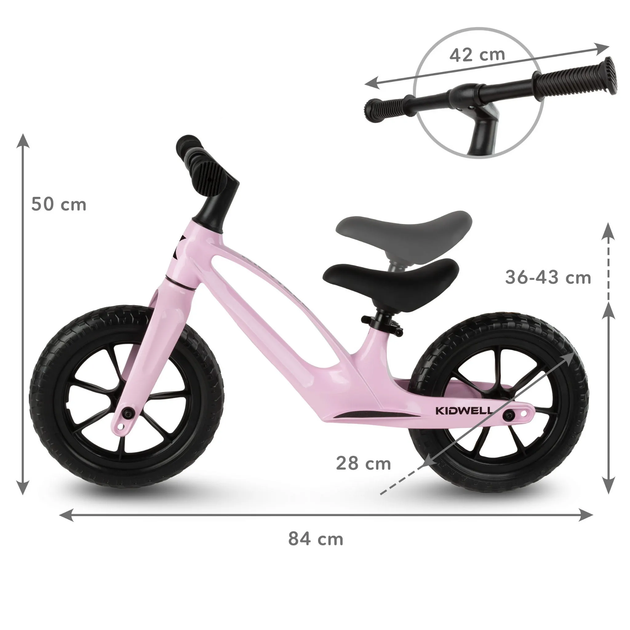 kidwell vito dječji bicikl bez pedala, pink - slika 6