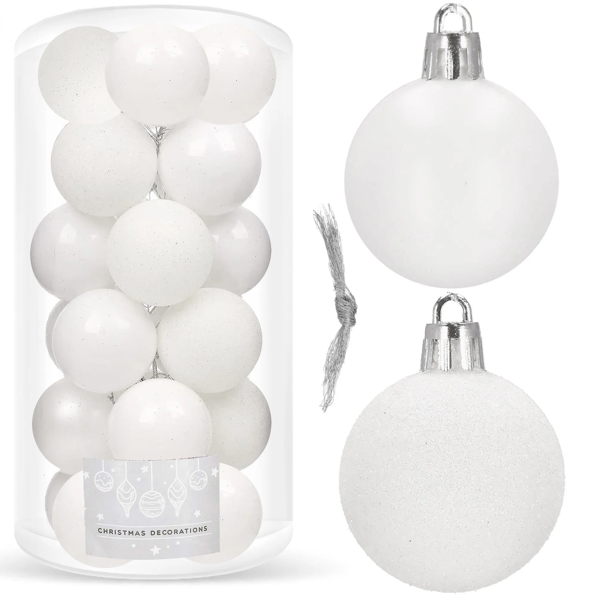 božićne kuglice 4 cm – set od 20 komada bijele - slika 6