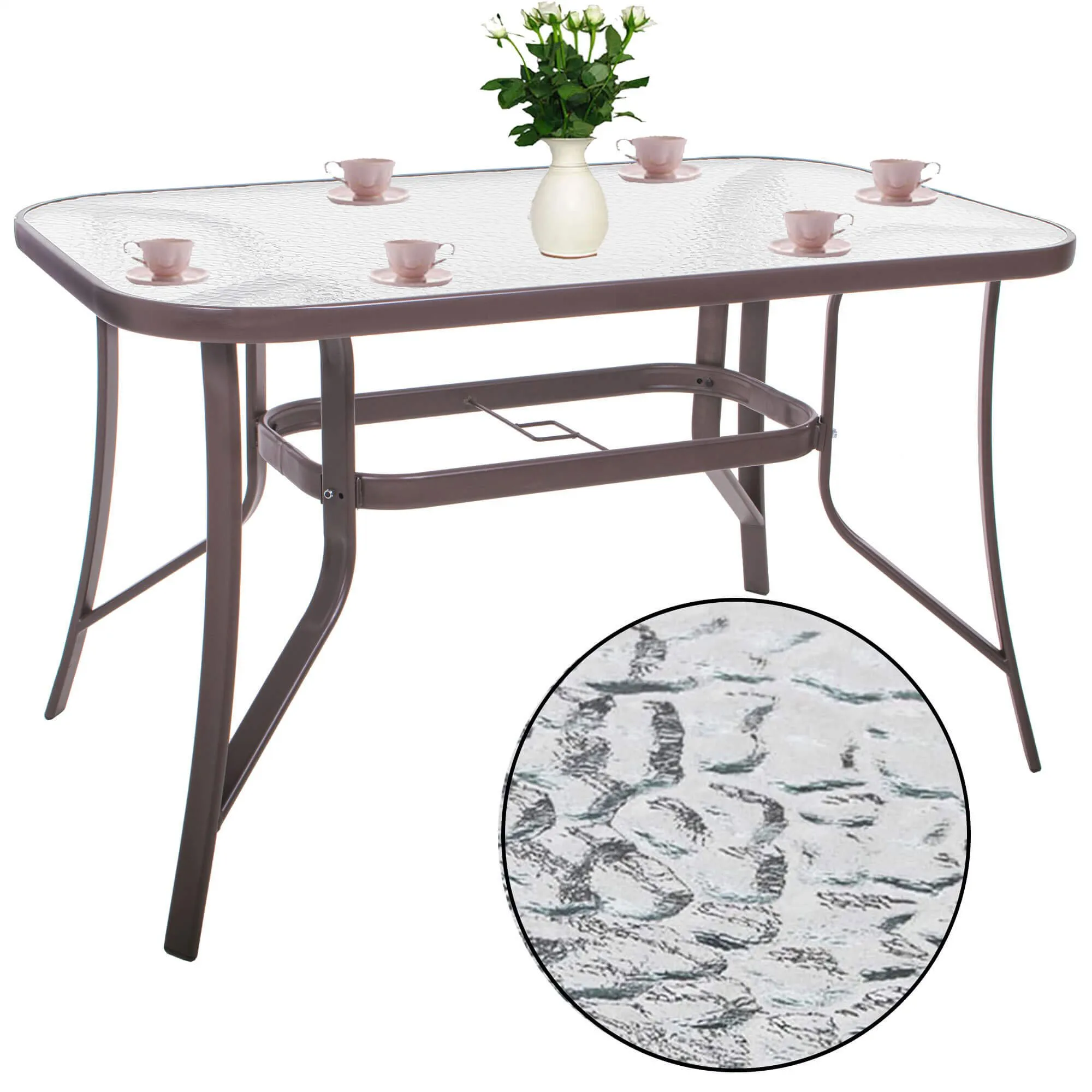 springos stakleni vrtni stol 120 x 70 x 70 cm smeđi - slika 3