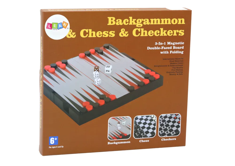 3u1 set za igru na magnetnoj ploči - šah, dame, backgammon - slika 4