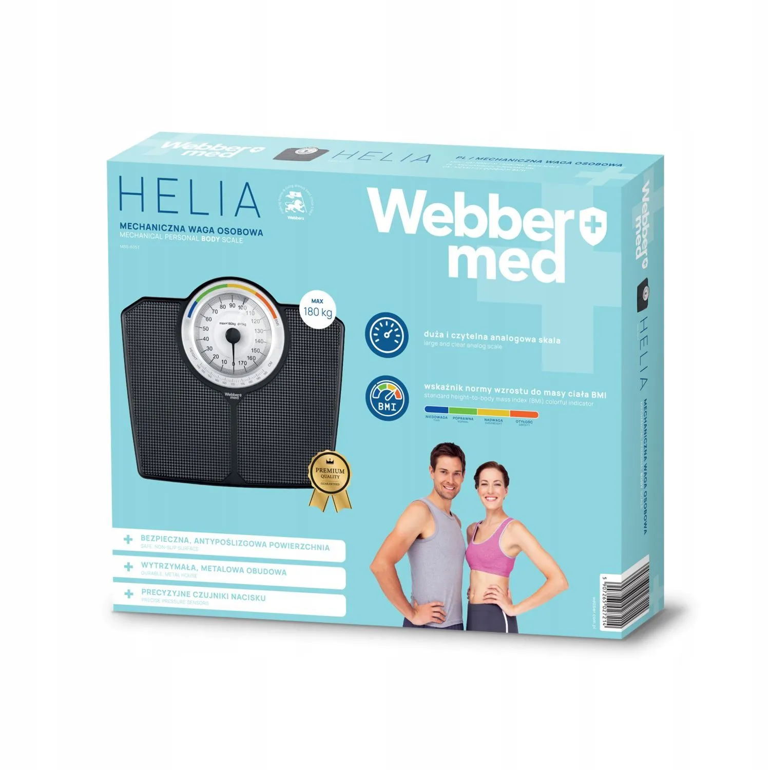 webber bmi klasična mehanička osobna vaga – do 180 kg, crna - slika 5