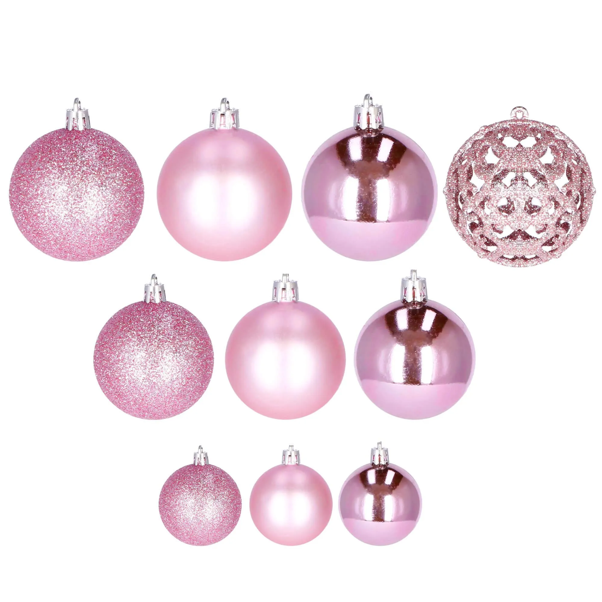 božićne kuglice 3 / 4 / 6 cm – set 100 komada ružičasta boja - slika 8