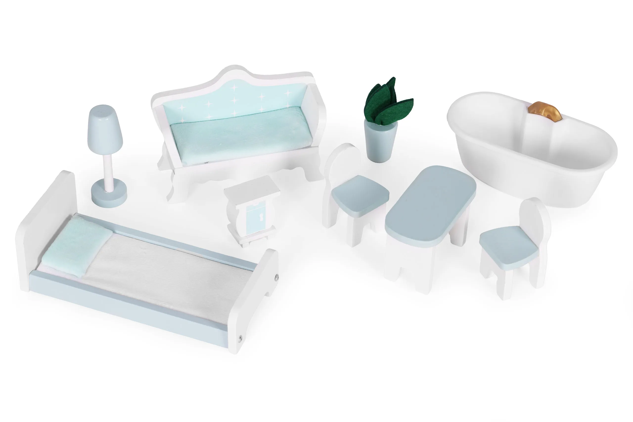ecotoys kućica za lutke alice – 3 kata, 4 sobe i 9 komada namještaja - slika 6