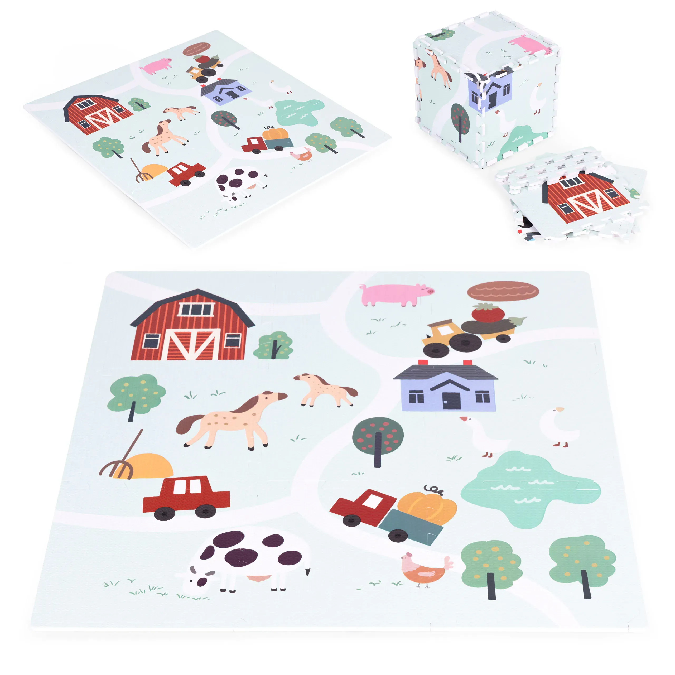Ecotoys velika Eva pjenasta podloga za djecu farma,bijela 90,5 x 90,5 cm 21 kom - Pribislavec