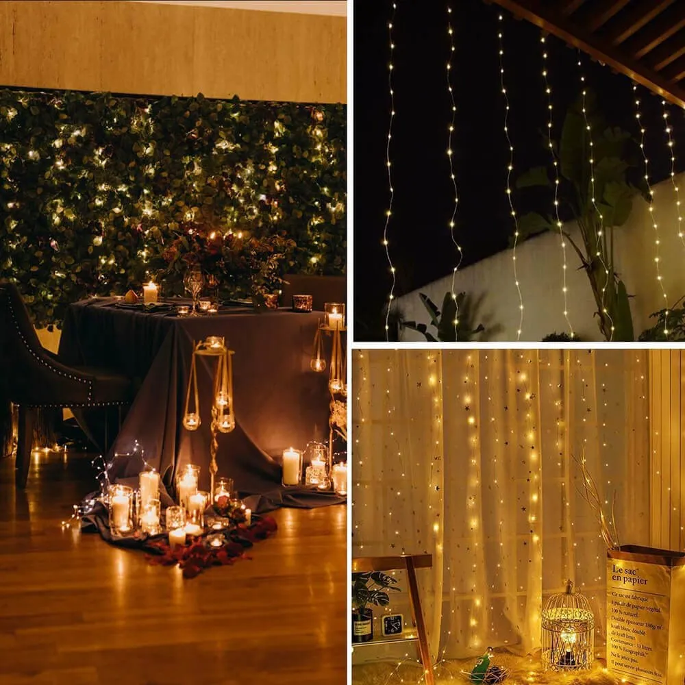 led žičane lampice- zavjesa – 200 lampica, toplo bijela - slika 7