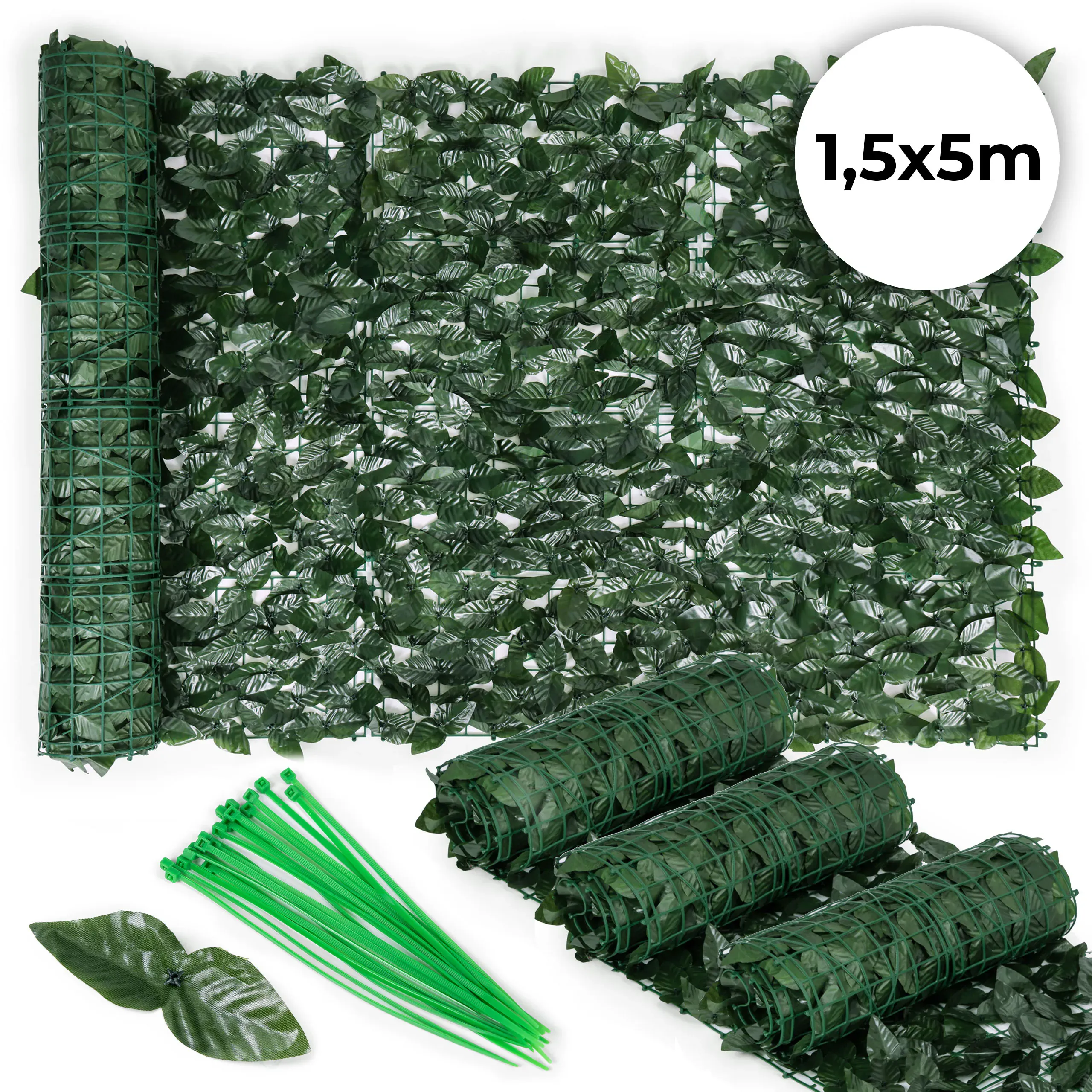 Umjetna živica od bršljana, 500 x 50 cm – zelena maskirna obloga za balkon - Pribislavec