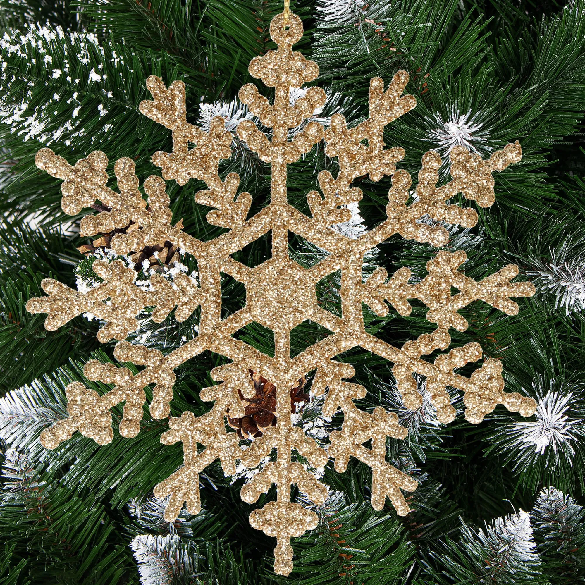springos set božićnih ukrasa “snježne pahulje”, 12 cm, 3 kom, zlatne - slika 8