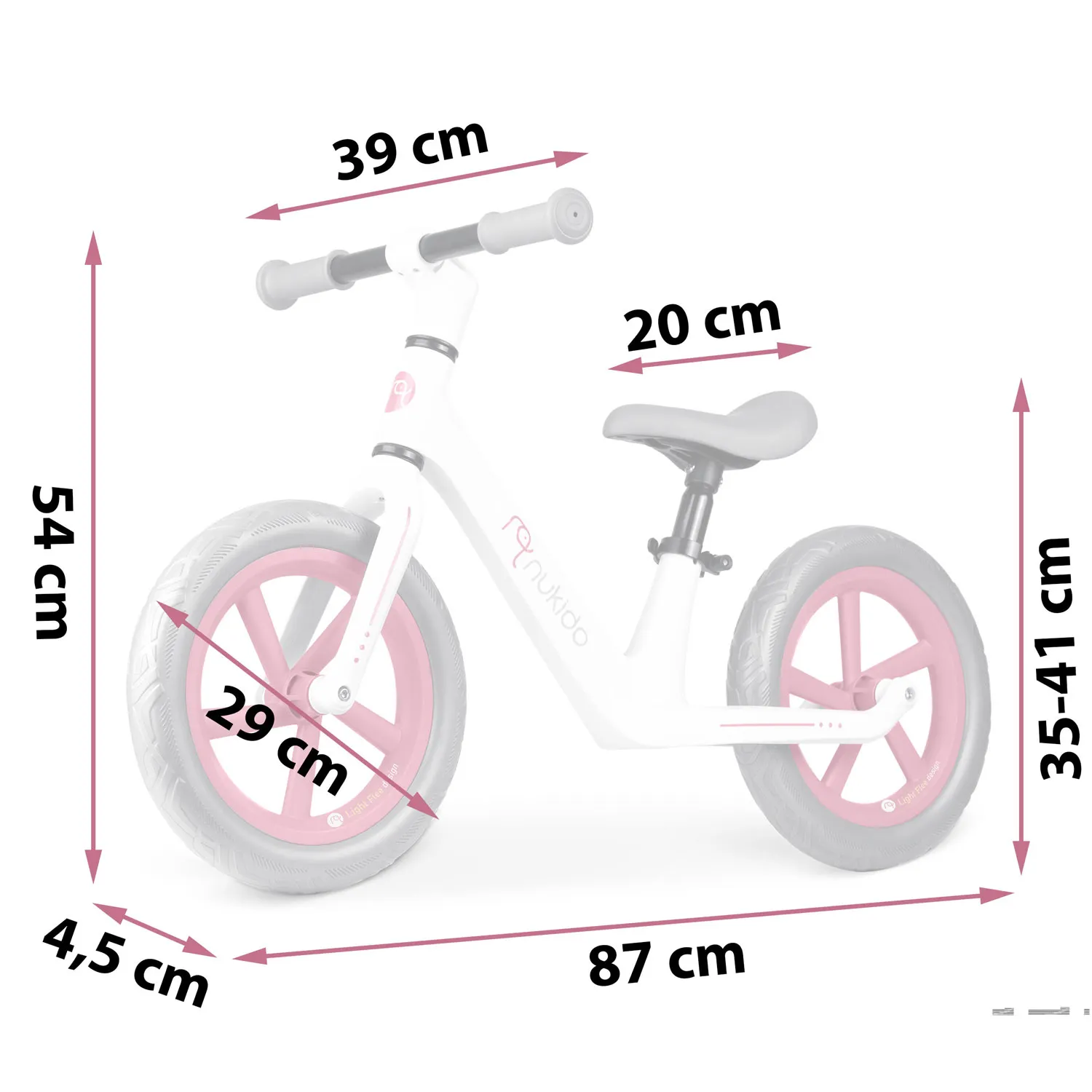 nukido light flee bicikl bez pedala, bijelo sivi - slika 6