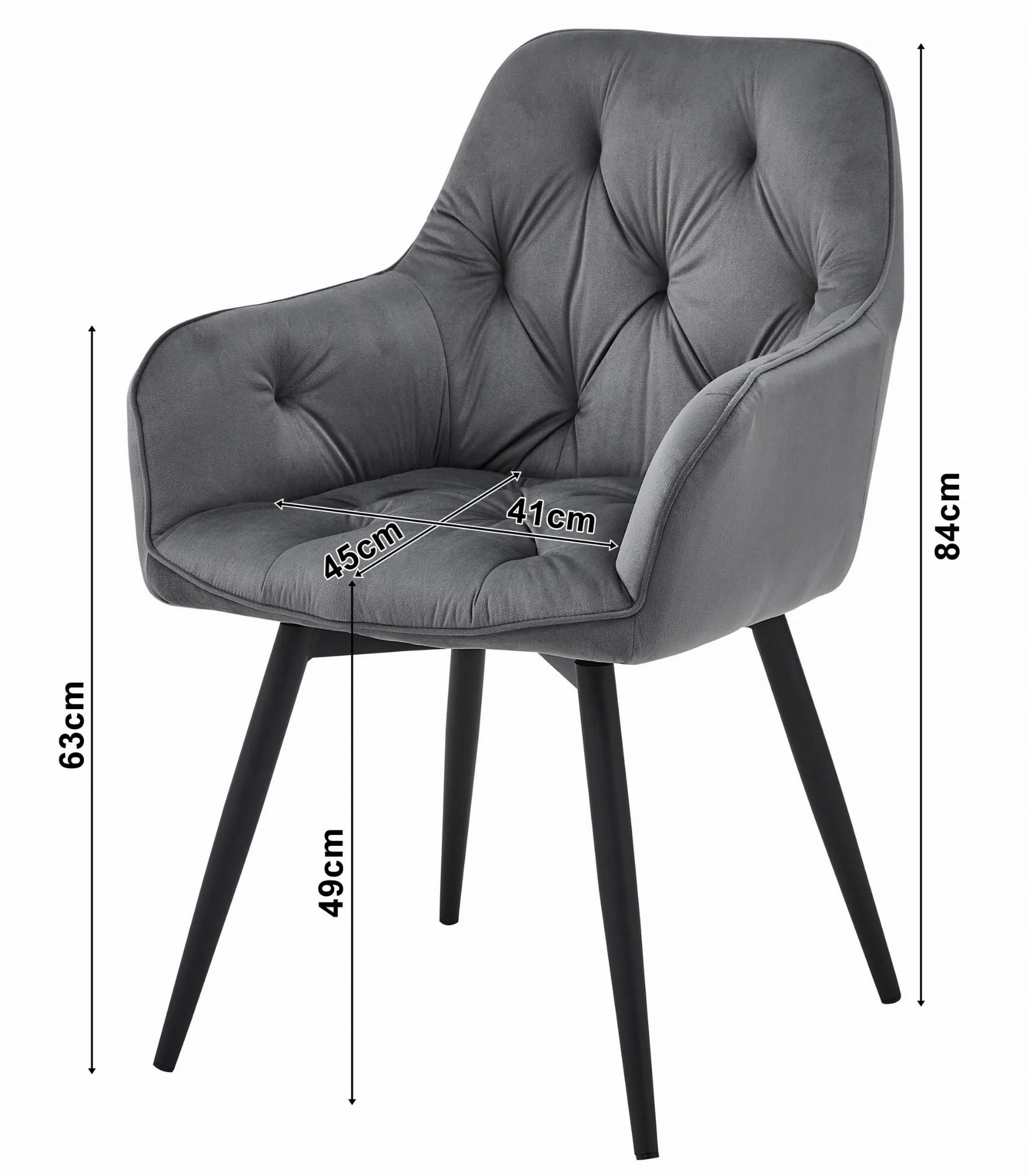 jork360 stolica - crni baršun / crne noge x 2 - slika 6