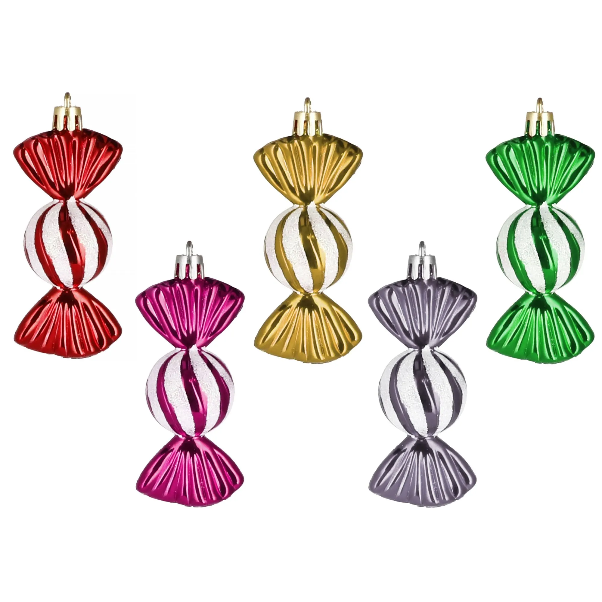 božićne kuglice 6 cm – set od 5 komada, bomboni - slika 4