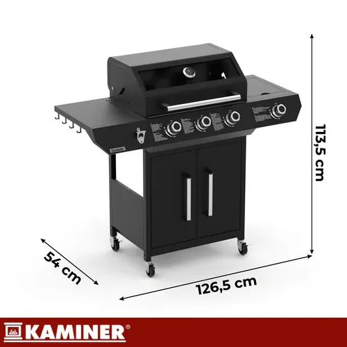 kaminer plinski roštilj 3+1 13,5 kw varen black 4.0 - slika 3