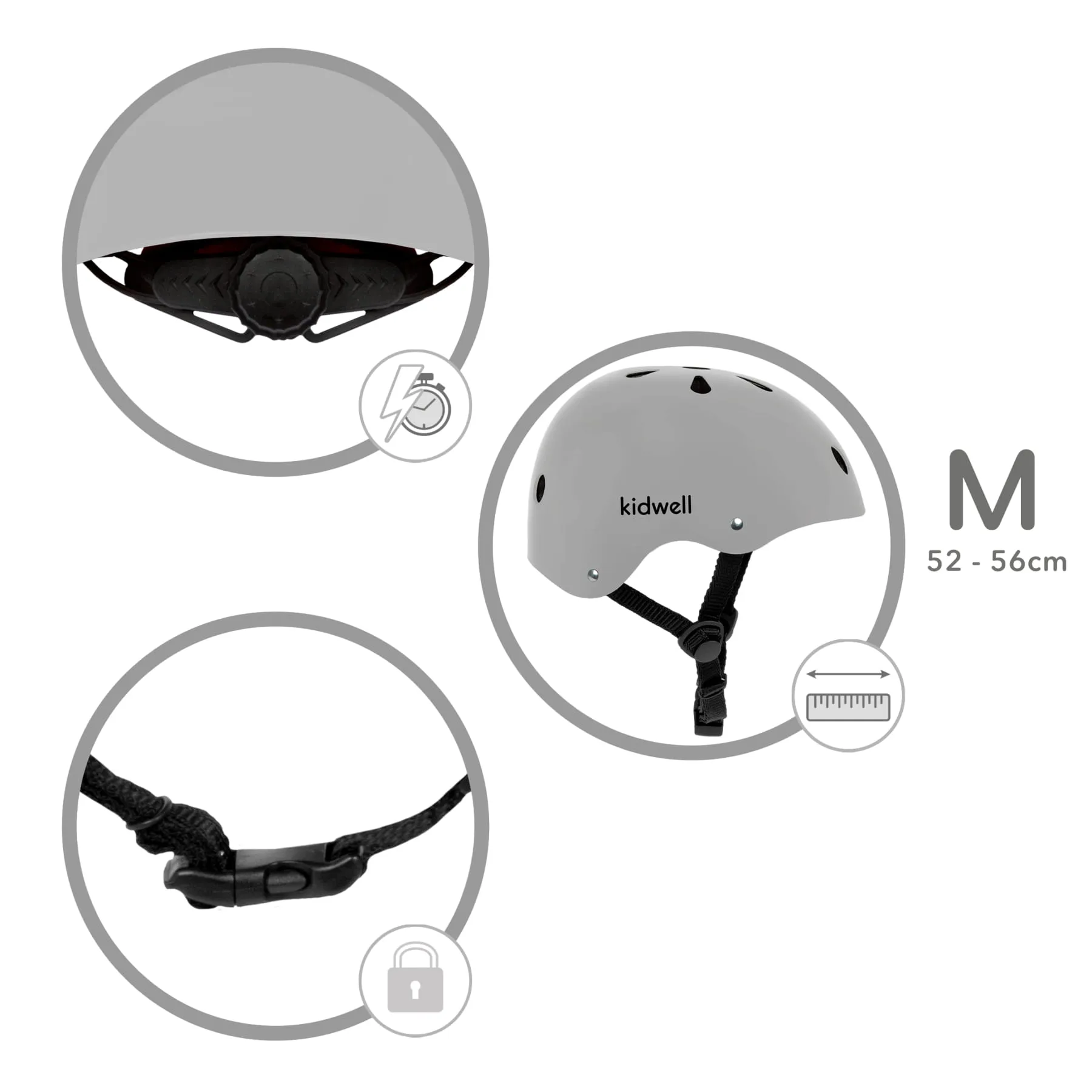 kidwell orix ii kaciga za djecu, vel. m 52-56 cm , mat siva - slika 10