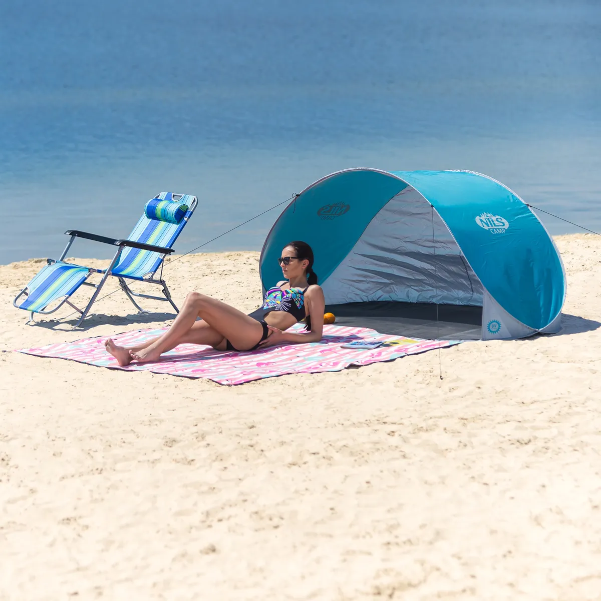 tirkizno-sivi šator za plažu nils camp - slika 3