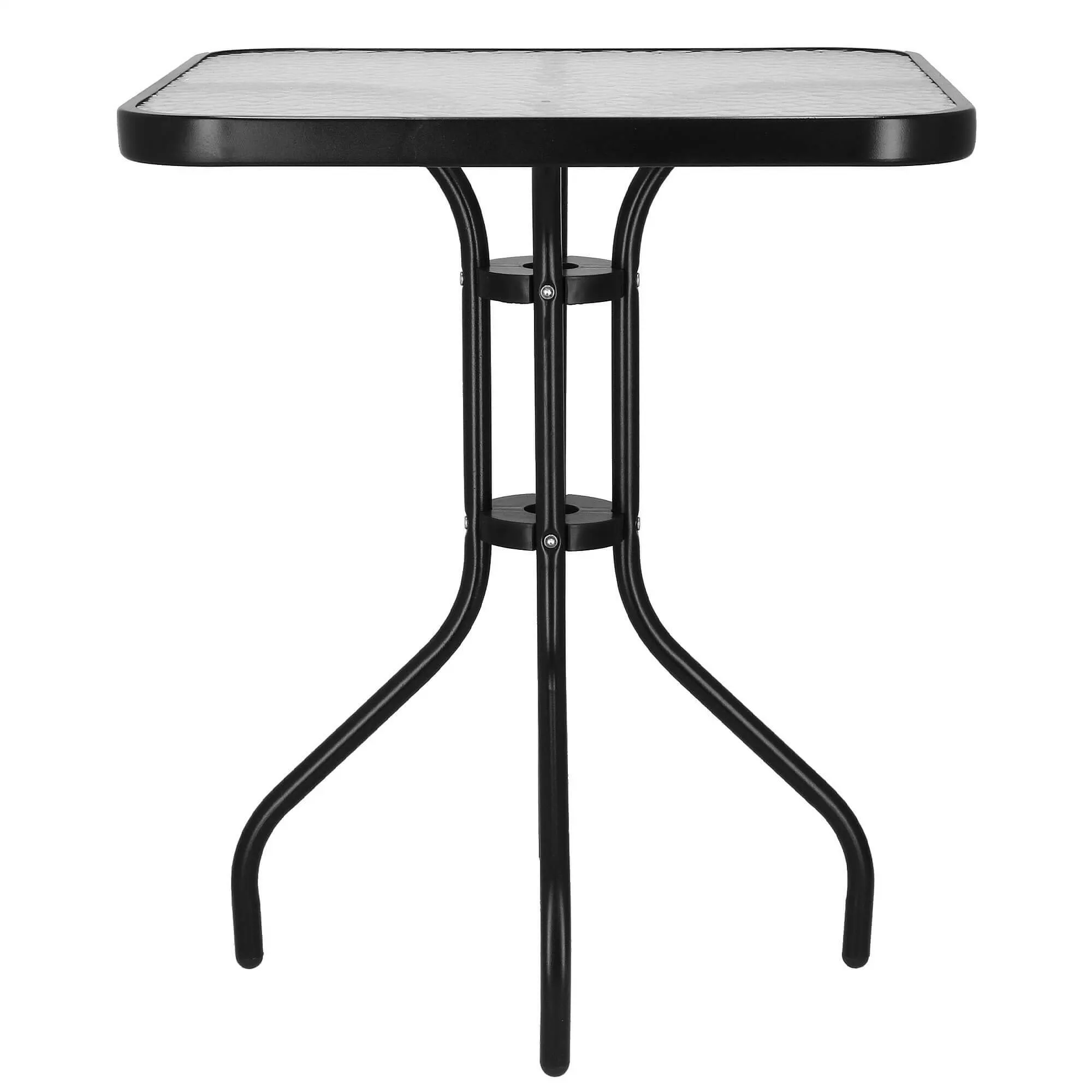 springos stakleni kvadratni vrtni stol, crni 60 x 60 cm - slika 4
