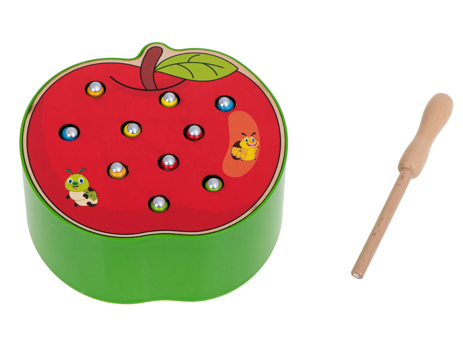 montessori magnetna drvena jabuka s gusjenicama - slika 5