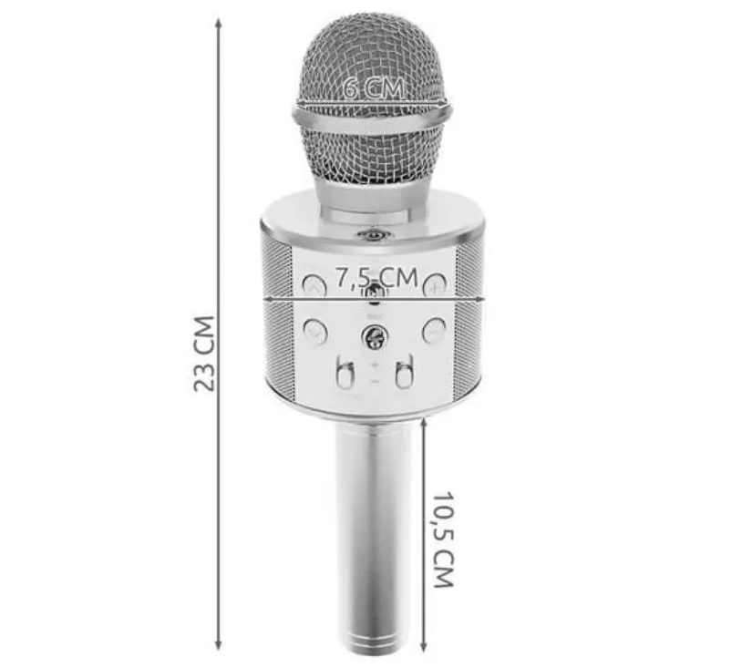 karaoke mikrofon s zvučnikom sivi - slika 4
