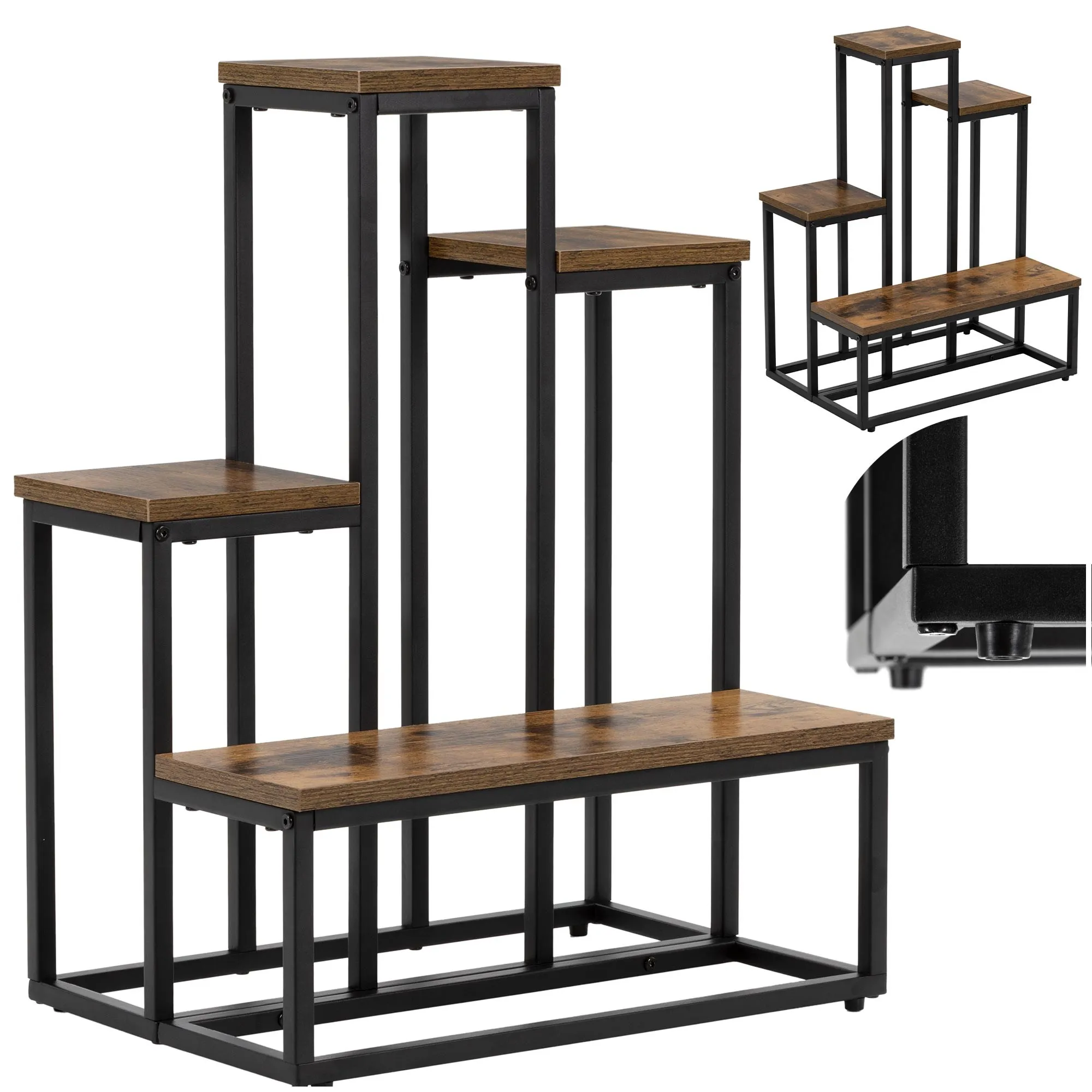metalni stalak za cvijeće 51 x 34 x 67 cm crno smeđi - slika 11