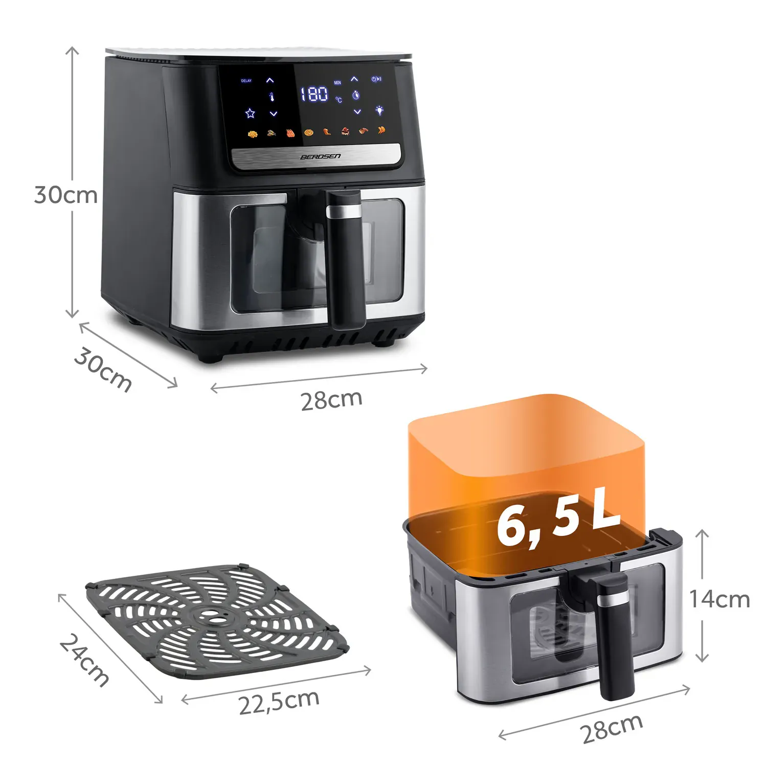 friteza na vrući zrak 6,5l berdsen 1700w bd-655 crna - slika 5