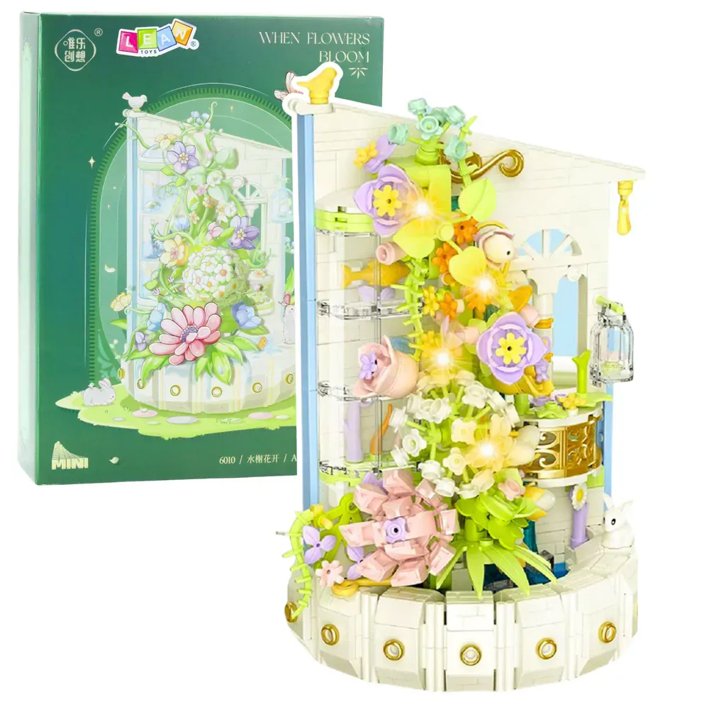 set građevnih kocki – floral tower s led svjetlom, 632 dijela - slika 2
