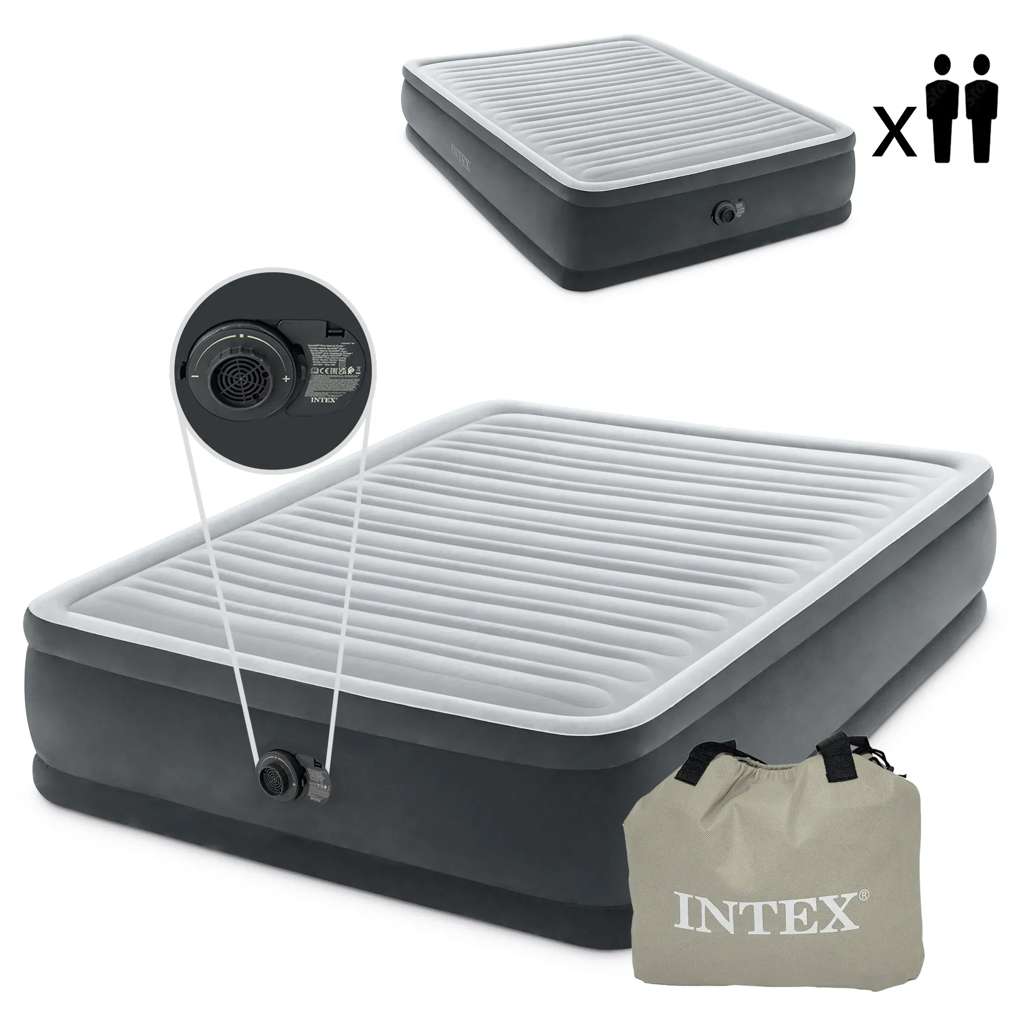 INTEX madrac na napuhavanje 203 x 152cm sivi - Pribislavec