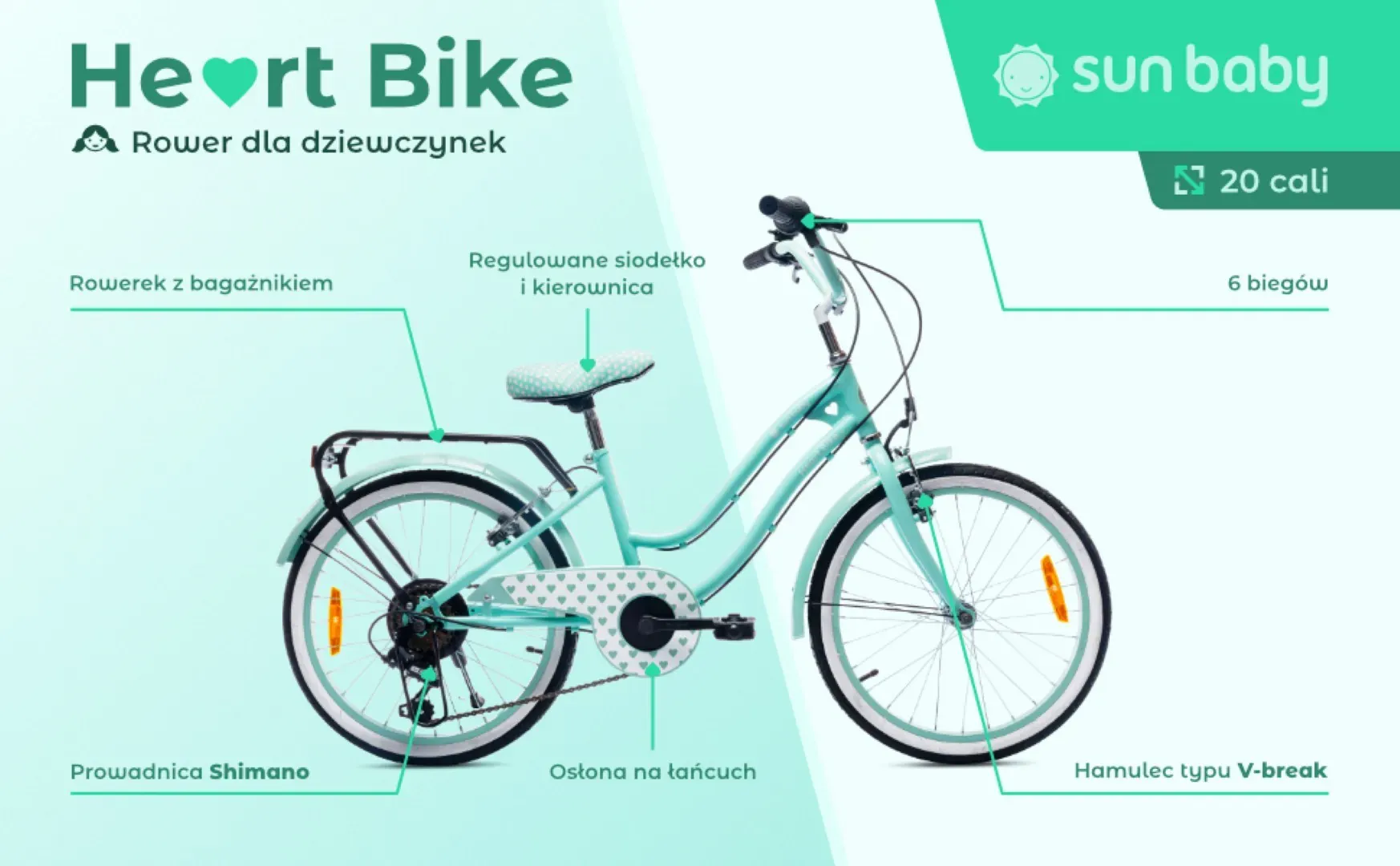 dječji bicikl 20" heart bike tirkizni - slika 4