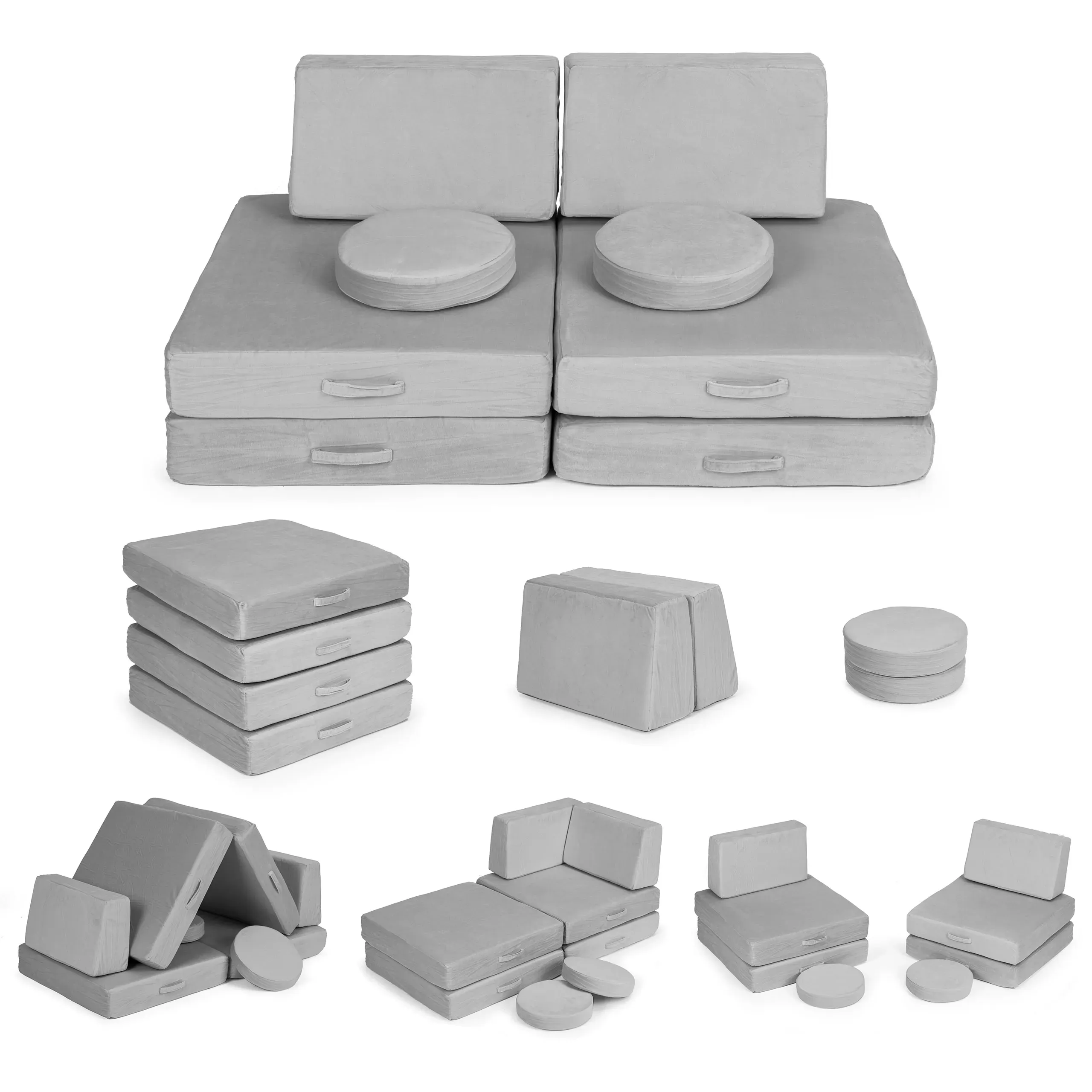ecotoys diy modularna fotelja sa 8 jastuka - siva - slika 1