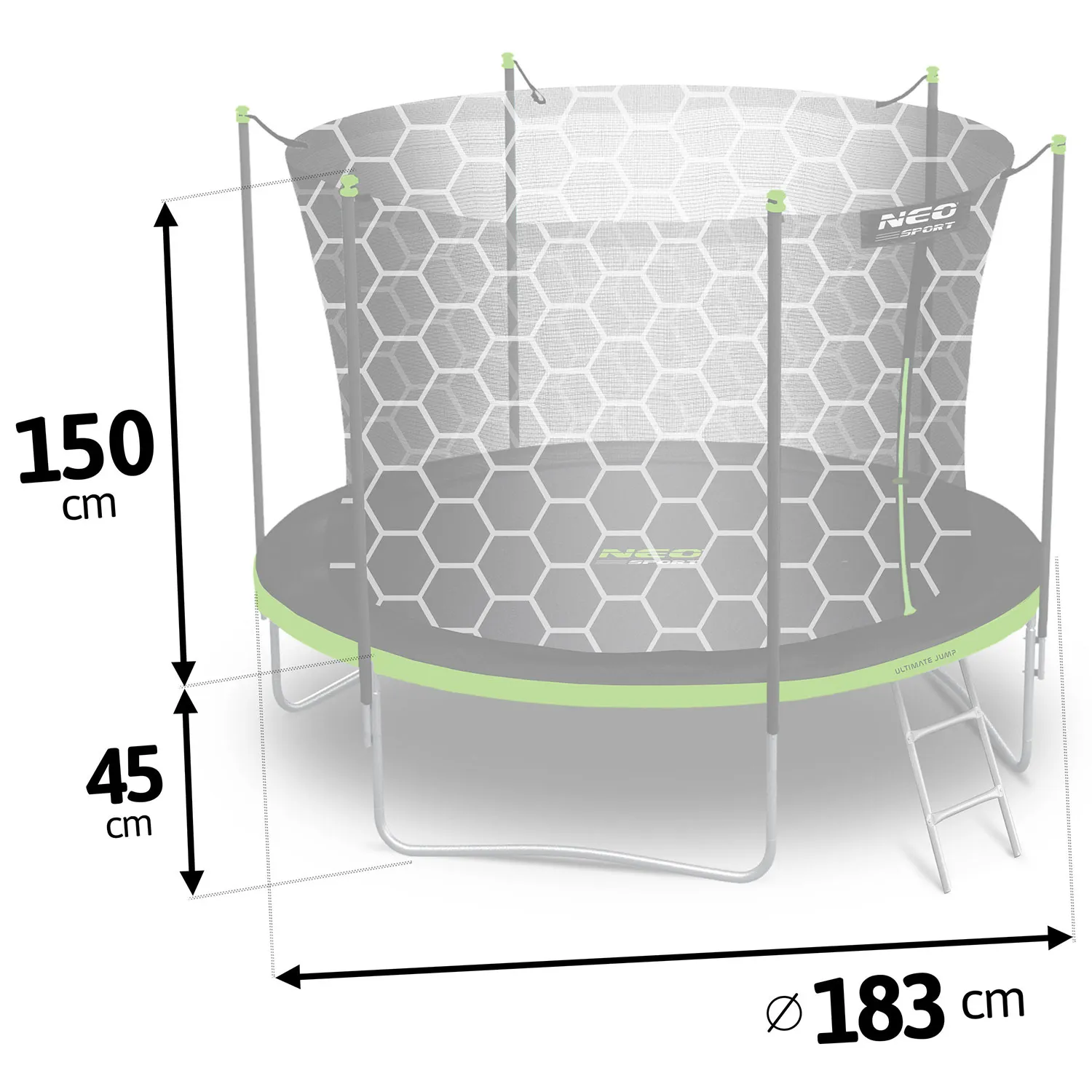 neo-sport vrtni trampolin 183 cm (6 ft) s unutarnjom mrežom i ljestvama - slika 4