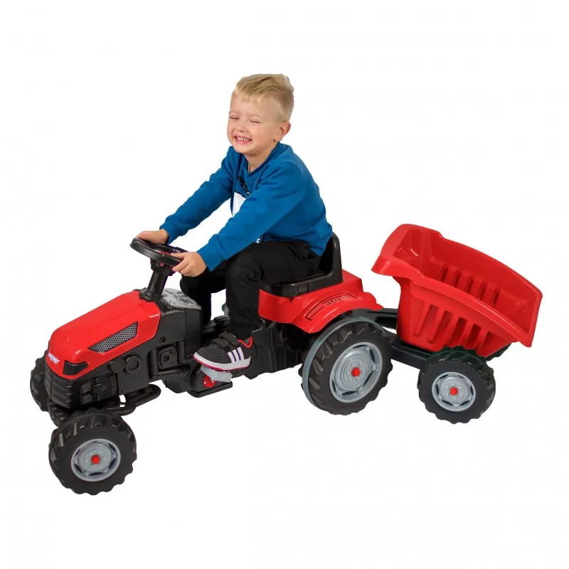 woopie traktor na pedale s prikolicom gotrack maxi - crveni - slika 8