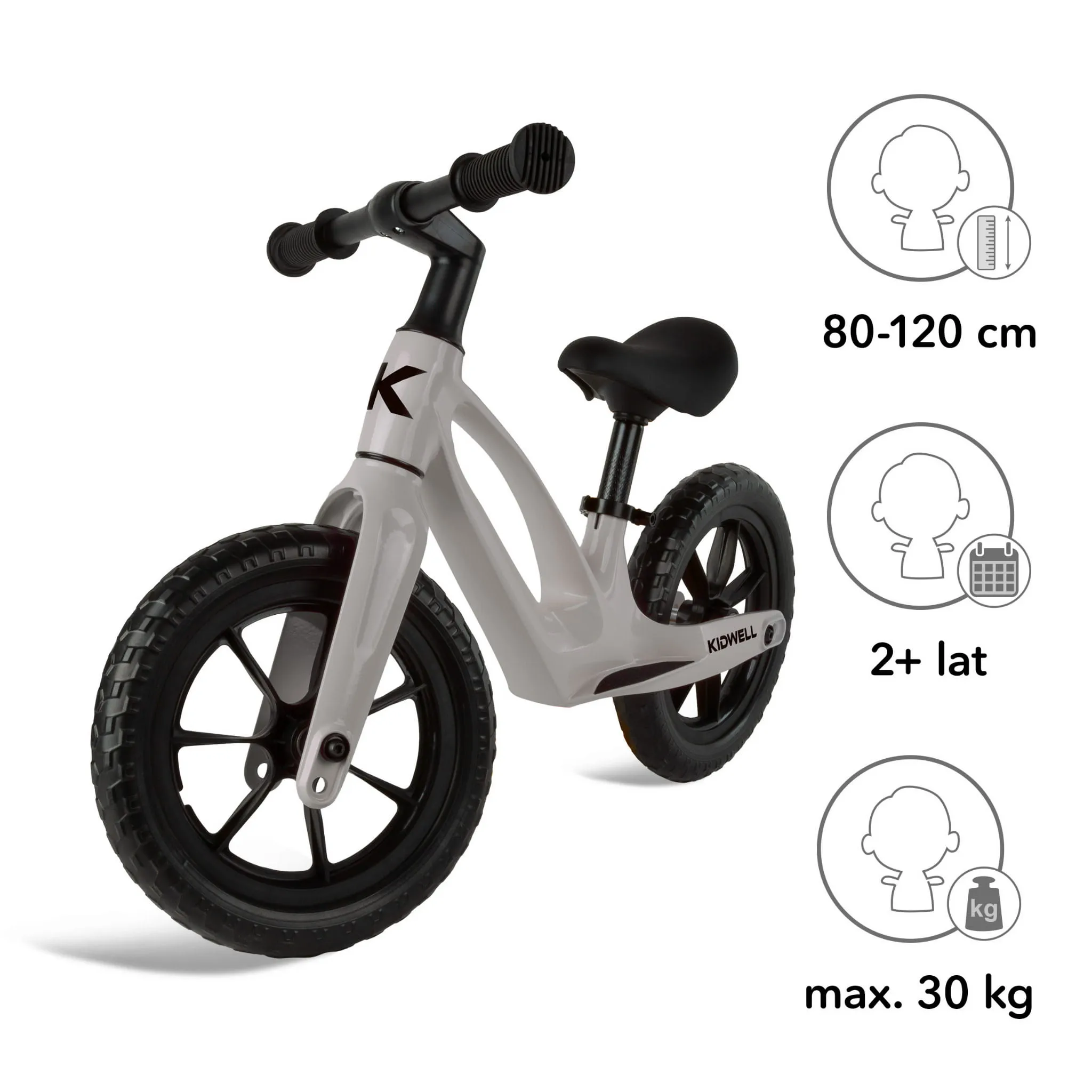 kidwell vito dječji bicikl bez pedala, sivi - slika 8