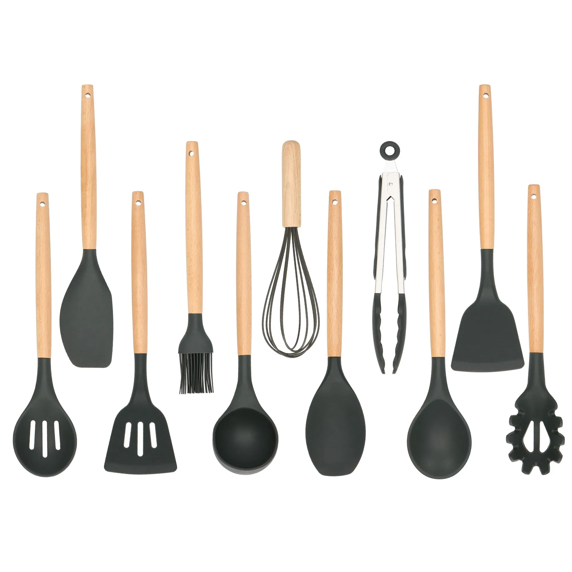 kuhinjski set, 11 kom. crni - slika 4