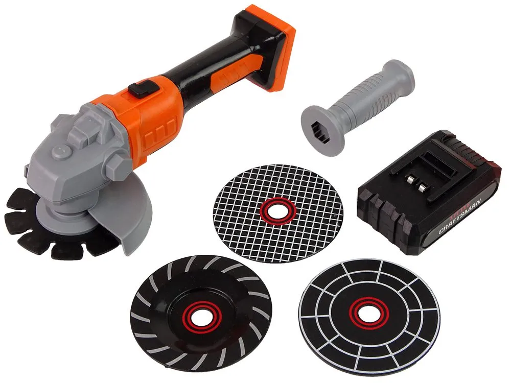dječji diy set za majstore 13 kom. s brusilicom i dodacima narančasti - slika 3