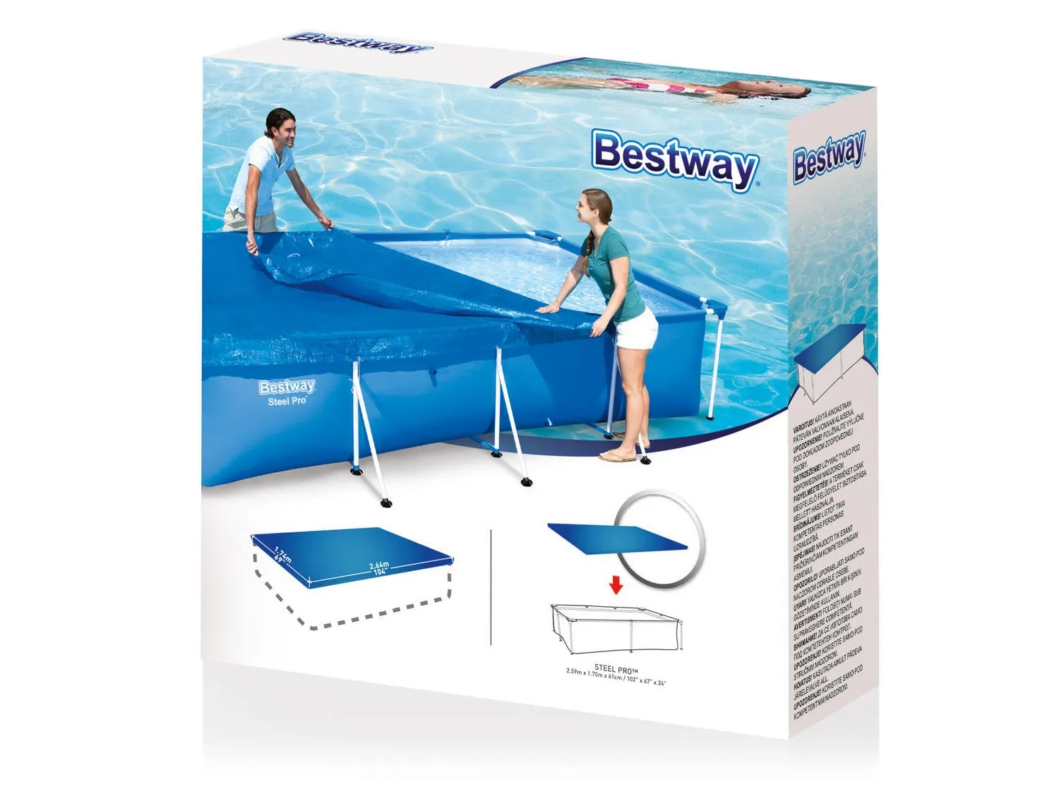 poklopac za bazen s okvirom 259 x 170 cm bestway 58105 - slika 5