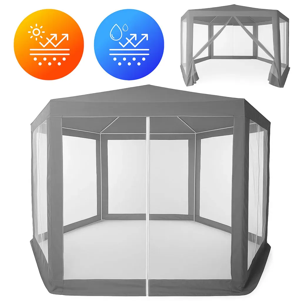 MultiGarden vrtni paviljon 2 × 2 × 2 m s komarnikom, sivi - Pribislavec