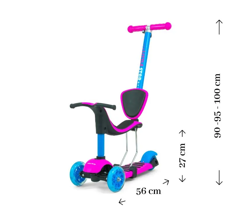 milly mally romobil 3u1 little star rozno - plavi - slika 3