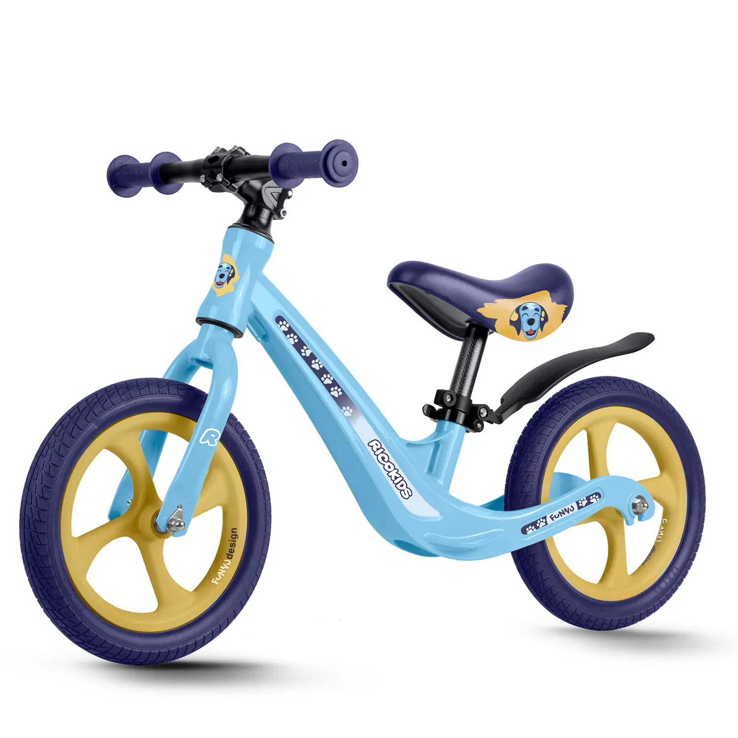 ricokids funnu dječji bicikl bez pedala, plavo žuti - slika 2