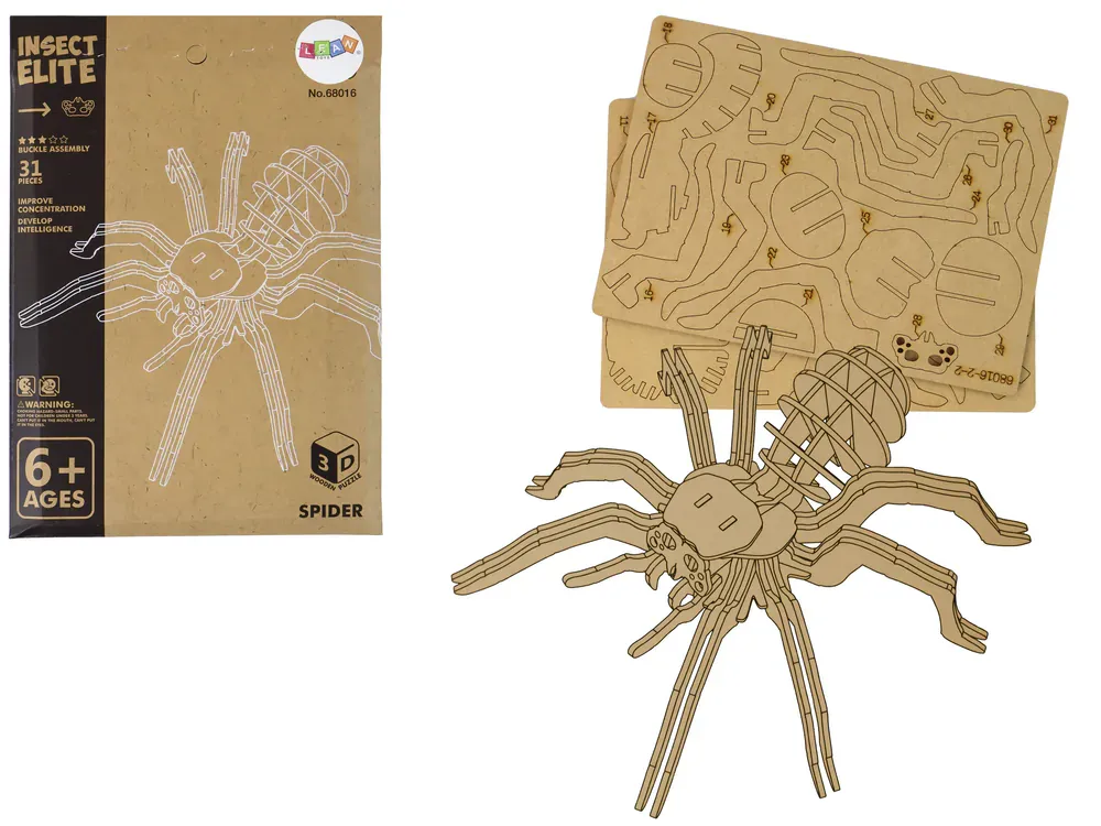3d drvena slagalica pauk 31 elemenata - slika 1