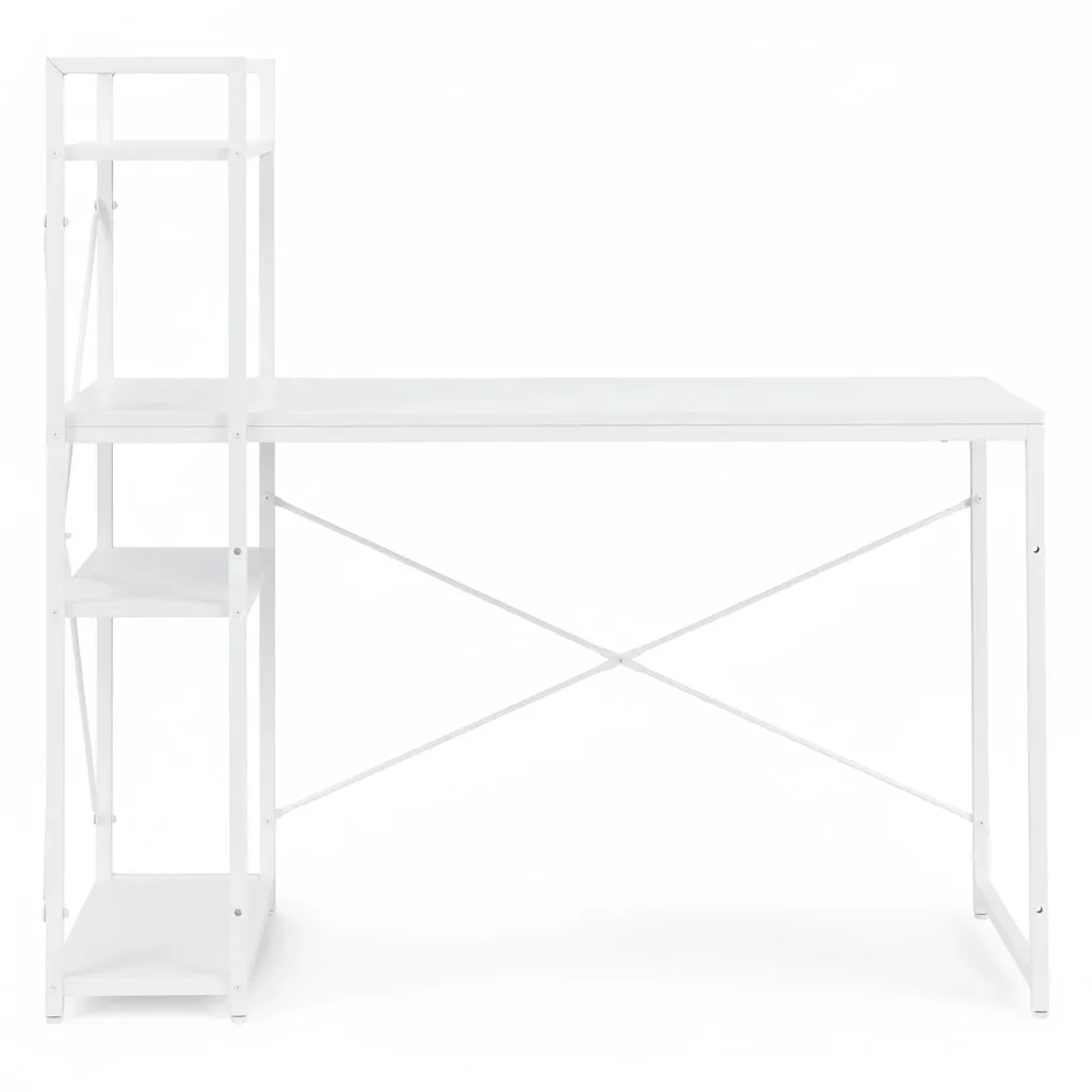 modernhome uredski stol 120 × 60 cm s policom i 3 police – bijeli - slika 5