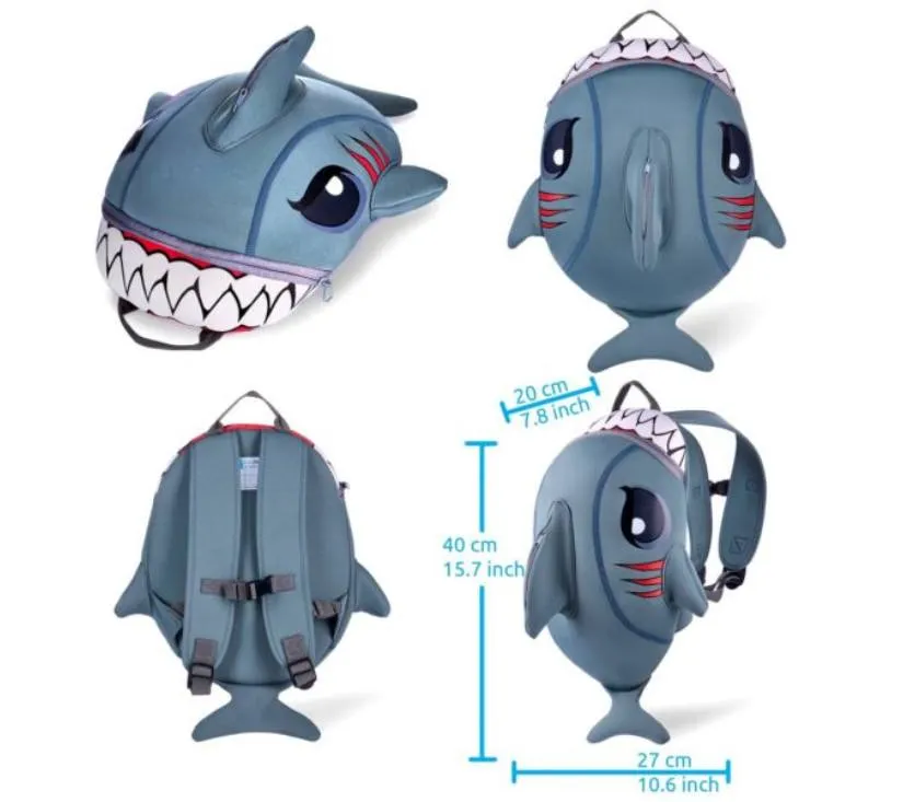 crazysafety dječji ruksak shark - sivi - slika 5