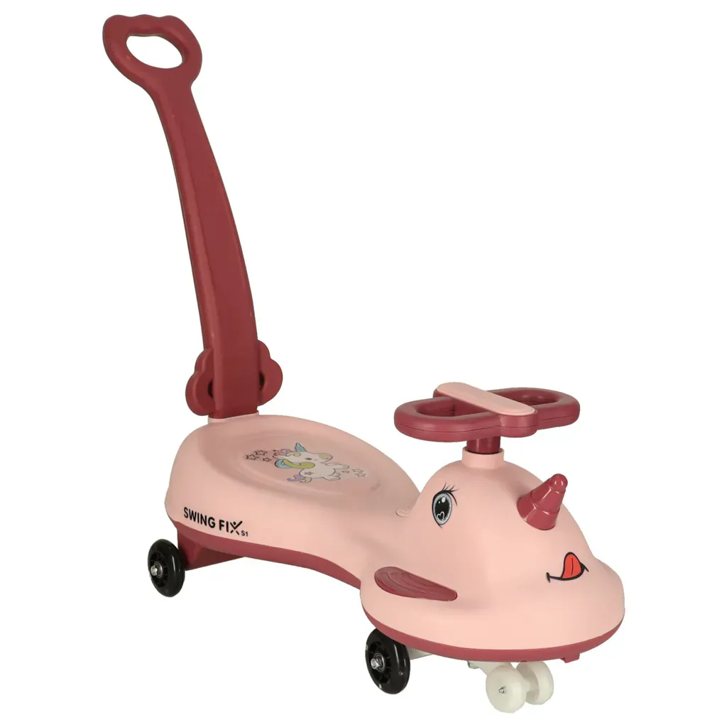 led guralica za djecu s ručkom s svjetlećim rogom, unicorn pink - slika 2